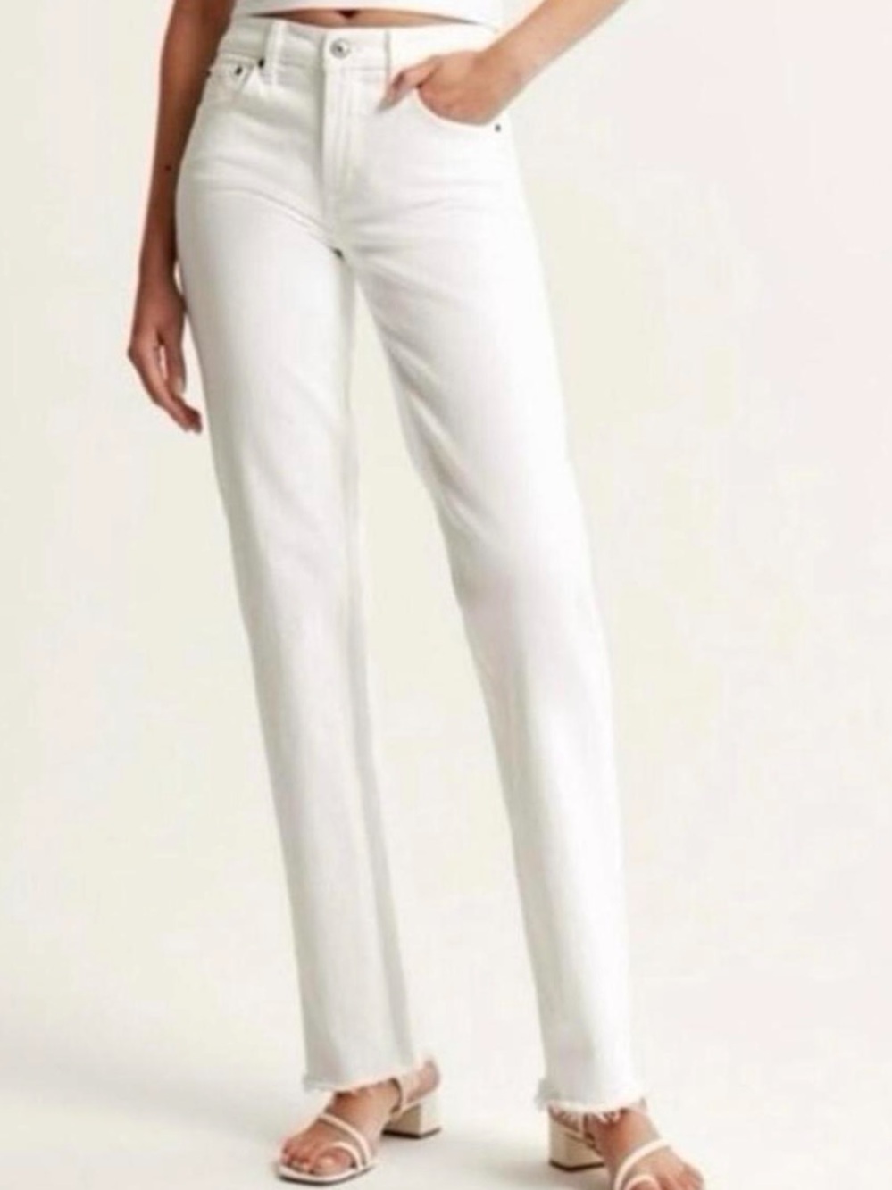 Abercrombie & Fitch the 90s straight mid rise White Straight-Leg Jeans